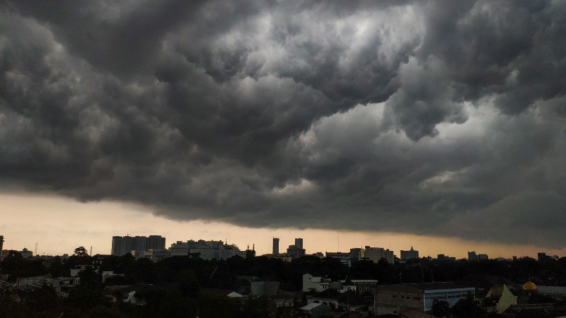 Rain Storm Over City